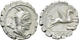 L. PAPIUS. Serrate Denarius (79 BC). Rome.