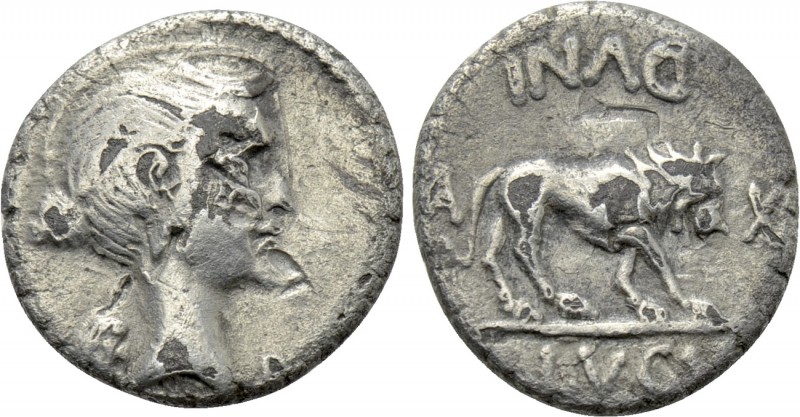 MARK ANTONY. Fourrée Quinarius (43 BC). Lugdunum. 

Obv: Winged bust of Victor...