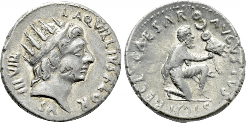 AUGUSTUS (27 BC-14 AD). Denarius. Rome; L. Aquillius Florus, moneyer. 

Obv: L...