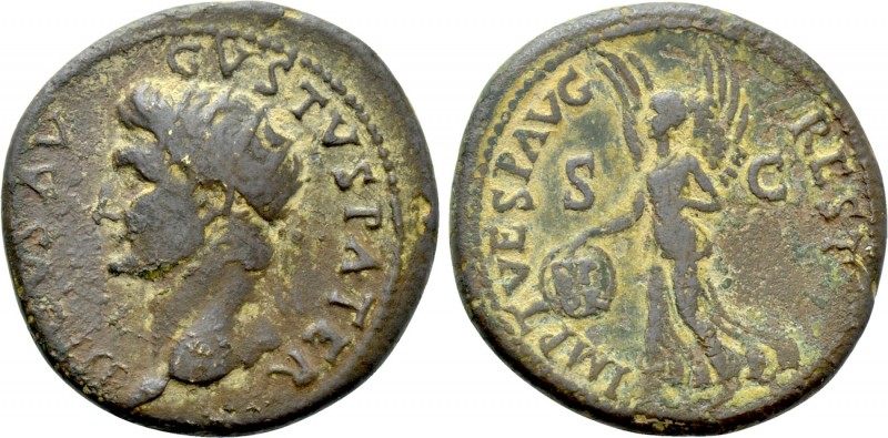 DIVUS AUGUSTUS (Died 14). Dupondius. Rome. Restitution issue struck under Titus....
