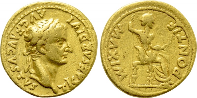 TIBERIUS (14-37). GOLD Aureus. "Tribute Penny" type. Lugdunum.

Obv: TI CAESAR...