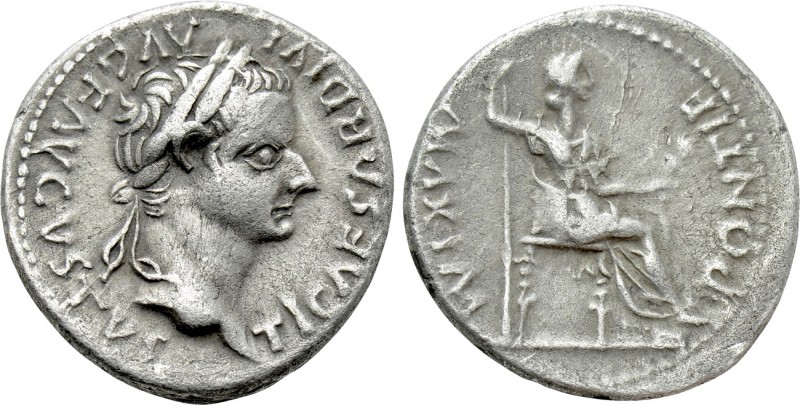 TIBERIUS (14-37). Denarius. "Tribute Penny" type. Lugdunum. 

Obv: TI CAESAR D...