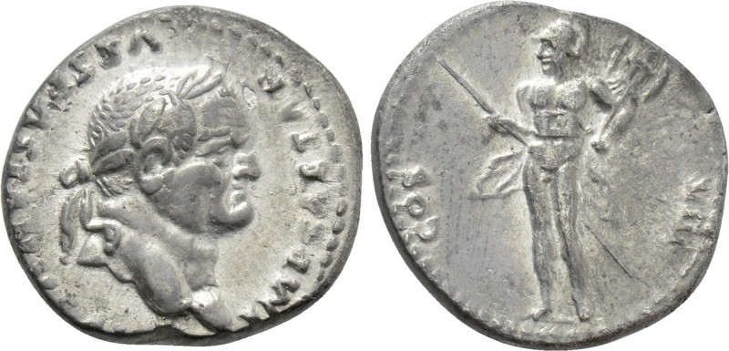 VESPASIAN (69-79). Denarius. Rome. 

Obv: IMP CAESAR VESPASIANVS AVG. 
Laurea...