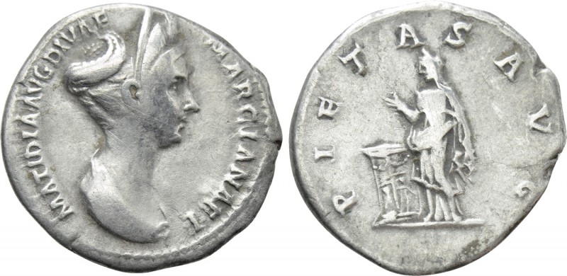 MATIDIA (Augusta, 112-119). Denarius. Rome. 

Obv: MATIDIA AVG DIVAE MARCIANAE...