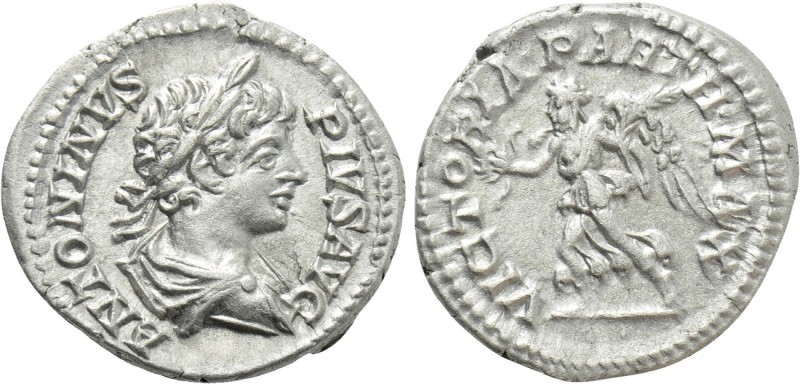 CARACALLA (197-217). Denarius. Rome. 

Obv: ANTONINVS PIVS AVG. 
Laureate and...