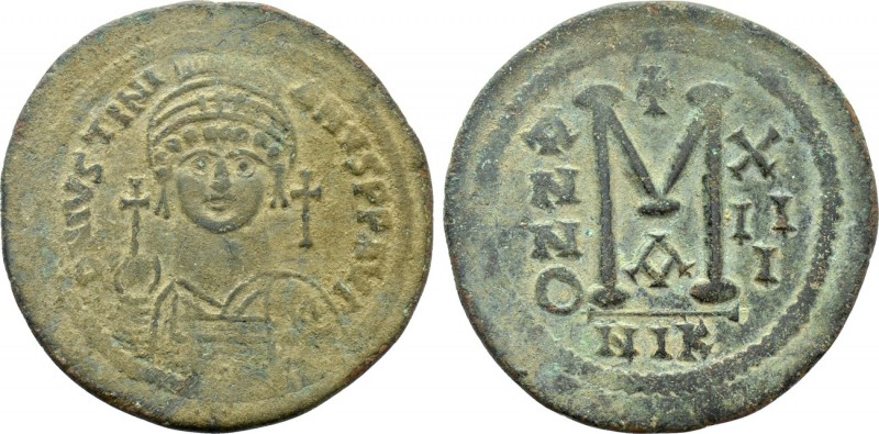 JUSTINIAN I (527-565). Follis. Nicomedia. Dated RY 13 (539/40). 

Obv: D N IVS...