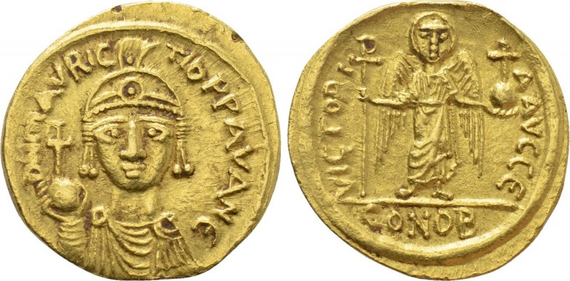 MAURICE TIBERIUS (582-602). GOLD Solidus. Carthage. Dated IY 15. 

Obv: δ N MA...