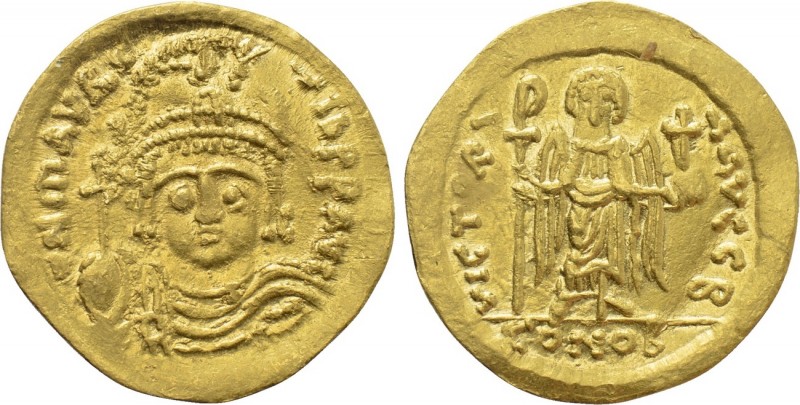 MAURICE TIBERIUS (582-602). GOLD Solidus. Constantinople. 

Obv: δ N MAVRC TIЬ...
