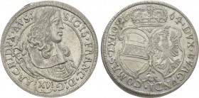 HOLY ROMAN EMPIRE. Sigismund Francis, Archduke of Austria (1662-1665). 15 Kreuzer  (1664). Hall.