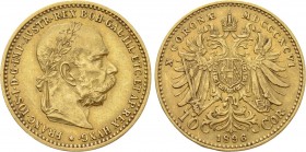AUSTRIA. Franz Joseph I (1848-1916). GOLD 10 Corona (1896). Wien (Vienna).