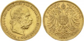 AUSTRIA. Franz Joseph I (1848-1916). GOLD 10 Corona (1897). Wien (Vienna).