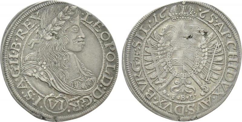 HOLY ROMAN EMPIRE. Leopold I (1657-1705). 6 Kreuzer (1665 F B L). Wroclaw (Bresl...