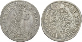 HOLY ROMAN EMPIRE. Leopold I (1657-1705). 15 Kreuzer (1677 K-B). Kremnitz.
