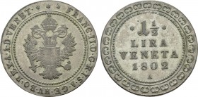 HOLY ROMAN EMPIRE. Franz II (1792-1806). 1 1/2 Lira (1802 A). Vienna.