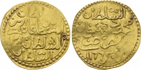 OTTOMAN EMPIRE. Mahmud I (AH 1143-1168 / 1730-1754 AD). GOLD Zeri Mahbub. Jazair mint. Dated AH 1166.