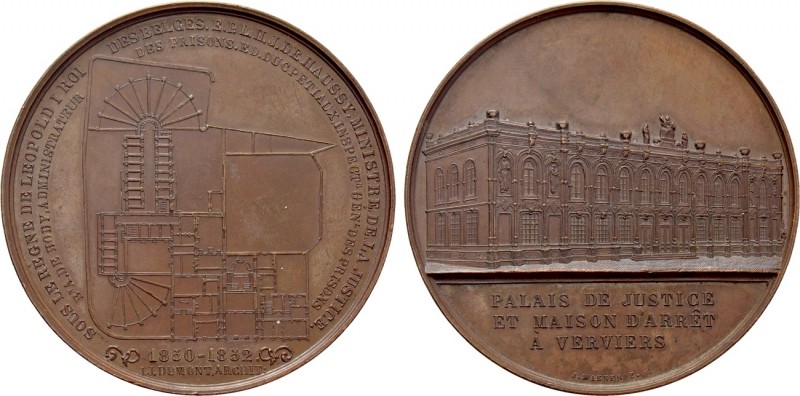 BELGIUM. Leopold I (1831-1865). Ae Medal. Commemorating the of the Palais de Jus...