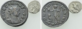 2 Ancient Coins; Carinus and Cilicia.