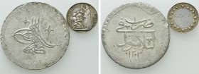 2 Silver Coins; Ottoman Empire and Marriage Medal.