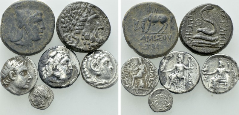 6 Greek Coins. 

Obv: .
Rev: .

. 

Condition: See picture.

Weight: g....