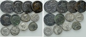 12 Roman Coins; Domitian, Quintillus etc.