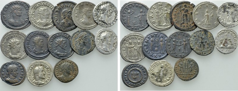 13 Roman Coins; Domitian, Maximinus Thrax etc. 

Obv: .
Rev: .

. 

Condi...