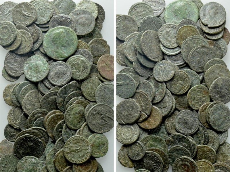 Circa 100 Roman Coins. 

Obv: .
Rev: .

. 

Condition: See picture.

We...