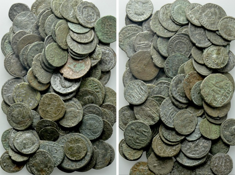 Circa 100 Roman Coins. 

Obv: .
Rev: .

. 

Condition: See picture.

We...