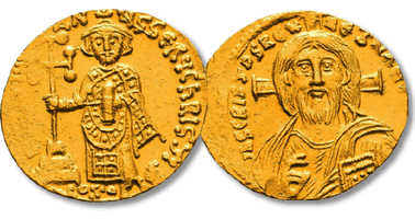 Lot 912. Justinian II AV Solidus. First reign. Constantinople, AD 692-695.
