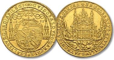 Lot 683. AUSTRIA. Salzburg, Erzbistum. Guidobald von Thun und Hohenstein, 1654-1668. 6 Dukaten 1655.