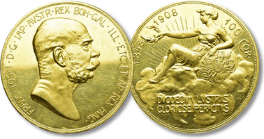 Lot 857. AUSTRIA. Franz Josef I (1848-1916). GOLD 100 Corona (1908).