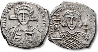 Lot 344. Justinian II, second reign, 705-711. 'Hexagram', struck from solidus dies, Constantinopolis.