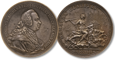 Lot 344. German States, Saxony, Friedrich August II, 1733-1763. AR Medal, 1749. NGC AU55.