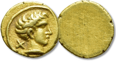Lot 12. ETRURIA. Populonia. GOLD 10 Asses (Circa 300-250 BC).