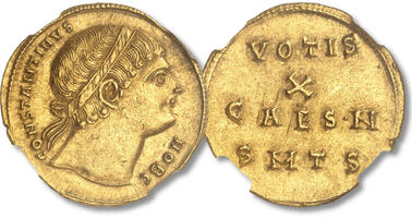 Lot 132. EMPIRE ROMAIN - ROMAN. Constantin II (337-350). Multiple ou médaillon au module de 2 solidi 327, Thessalonique.