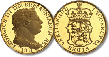 Lot 944. GRANDE-BRETAGNE - UNITED KINGDOM. Georges III (1760-1820). Essai en Or de la couronne (crown) “INCORRUPTA", 1817, Londres.