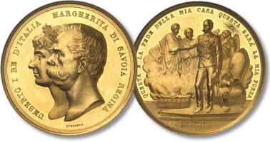 Lot 1254. ITALIE - ITALY. Umberto I (1878-1900). Médaille d’Or, accession au trône d’Umberto Ier de Savoie, par Speranza 1878, Rome.