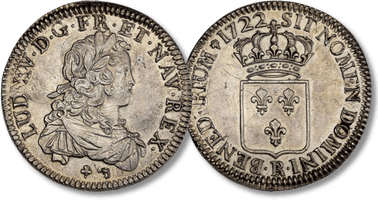 Lot 658. FRANCE / CAPÉTIENS - FRANCE / ROYAL. Louis XV (1715-1774). Écu de France 1722, R, Orléans.