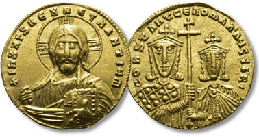 Lot 1845. Constantine VII. and Romanus II. (945-954 AD) AV Solidus.
