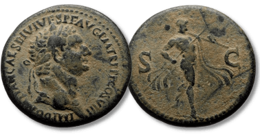 Lot 1004. Domitian (81-96) AE Sestertius, Lugdunum, 82.