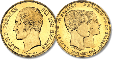 Lot 232. BELGIQUE. Léopold Ier (1831-1865). Module de 100 francs en Or, Flan bruni (PROOF) 1853, Bruxelles.