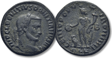 Lot 738. Domitius Domitianus. Usurper, AD 297-298. AE Follis Alexandria mint, 2nd officina. 2nd emission, AD 298.