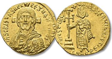 Lot 513. ustinian II, AD 685-695. AV, Solidus. 4.20 g. 20.28 mm. Constantinople.