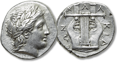 Lot 135. MACEDON. Chalkidian League. Tetradrachm (Circa 351 BC). Olynthos. Annikas, magistrate.