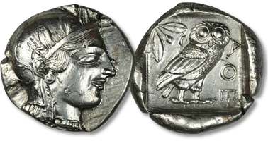 Lot 1. Attica. Athens circa 455-440 BC. Early transitional issue Tetradrachm AR.
