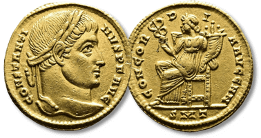 Lot 631. Constantine I, AD 307-337. AV Solidus. Ticinum.