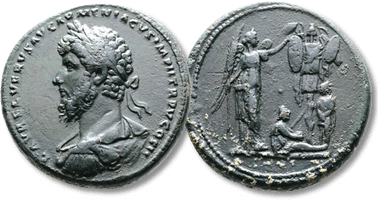 Lot 460. Lucius Verus, AD 161-169. AE Medallion. AD 165, Rome.
