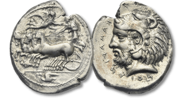 Lot 15. Sicily. Kamarina. Tetradrachm, c. 425-405 BC.
