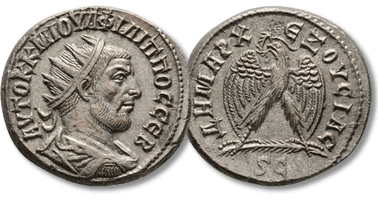 Lot 407. Seleucis and Pieria. Antioch. Philip I Arab AD 244-249. Billon-Tetradrachm.