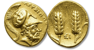 Lot 24. LUCANIA. Metapontion. Time of Pyrrhos of Epiros (280-279 BC). GOLD Tetrobol.