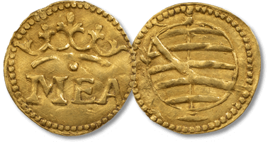 Lote 342. Portuguese India. D. Manuel I (1495-1521). 1/2 Manuel or Mea (240 reais).